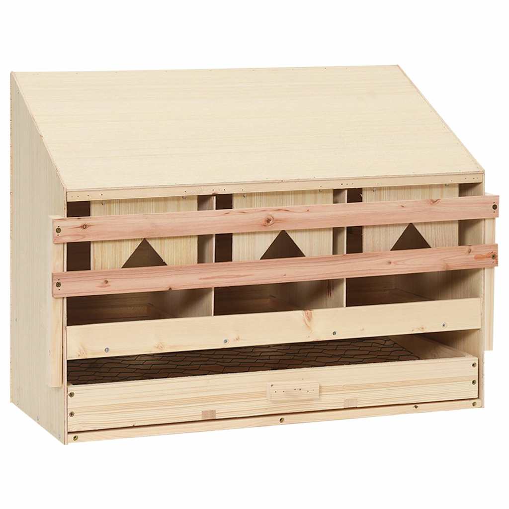 vidaXL Φωλιά για Κότες με 3 Θέσεις 72x33x54 εκ. από Μασίφ Ξύλο Πεύκου