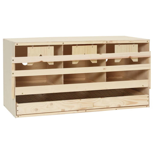 vidaXL Φωλιά για Κότες με 3 Θέσεις 72x33x38 εκ. από Μασίφ Ξύλο Πεύκου