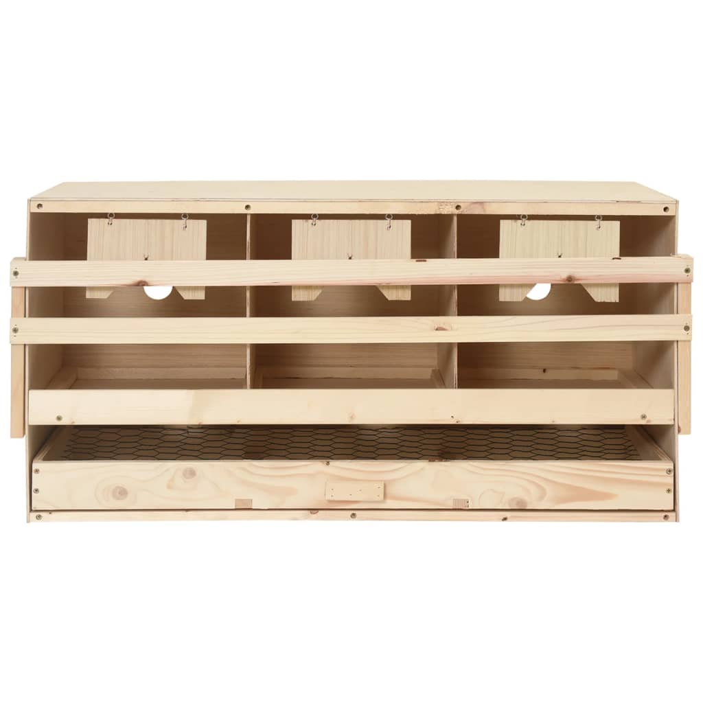 vidaXL Φωλιά για Κότες με 3 Θέσεις 72x33x38 εκ. από Μασίφ Ξύλο Πεύκου