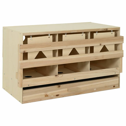vidaXL Φωλιά για Κότες με 3 Θέσεις 96x40x45 εκ. από Μασίφ Ξύλο Πεύκου
