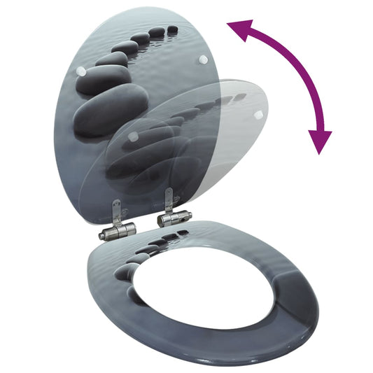 vidaXL Κάλυμμα Λεκάνης με Καπάκι Soft Close Σχέδιο Πέτρες από MDF