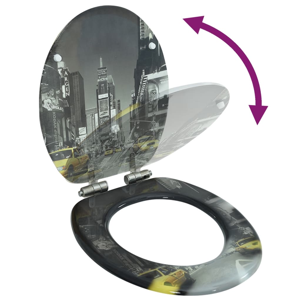 vidaXL Κάλυμμα Λεκάνης με Καπάκι Soft Close Σχέδιο Νέα Υόρκη από MDF