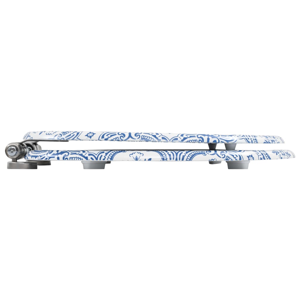 vidaXL Κάλυμμα Λεκάνης με Καπάκι Soft Close Σχέδιο Πορσελάνη από MDF