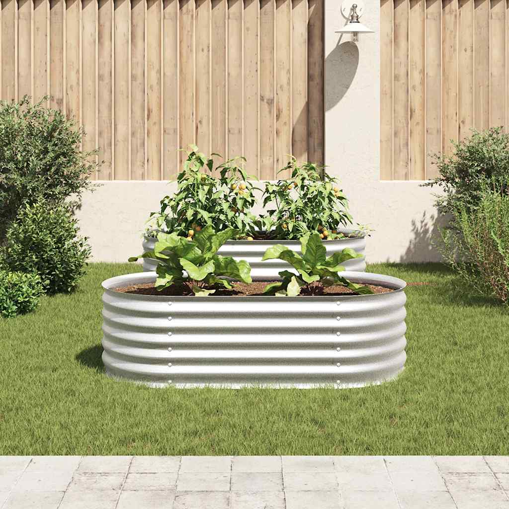 vidaXL Ζαρντινιέρα Υπερυψωμένη Ασημί 160x80x44 εκ. Γαλβανισμ. Χάλυβας