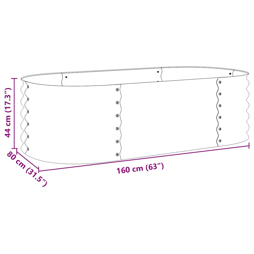 vidaXL Ζαρντινιέρα Υπερυψωμένη Ασημί 160x80x44 εκ. Γαλβανισμ. Χάλυβας