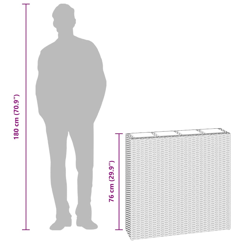 vidaXL Ζαρντινιέρα Υπερυψωμένη με 4 Δοχεία Γκρι από Συνθετικό Ρατάν
