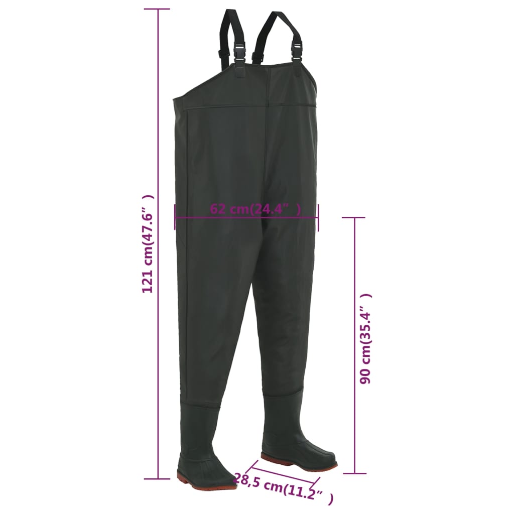 vidaXL Γαλότσες Στήθους Πράσινες Μέγεθος 45