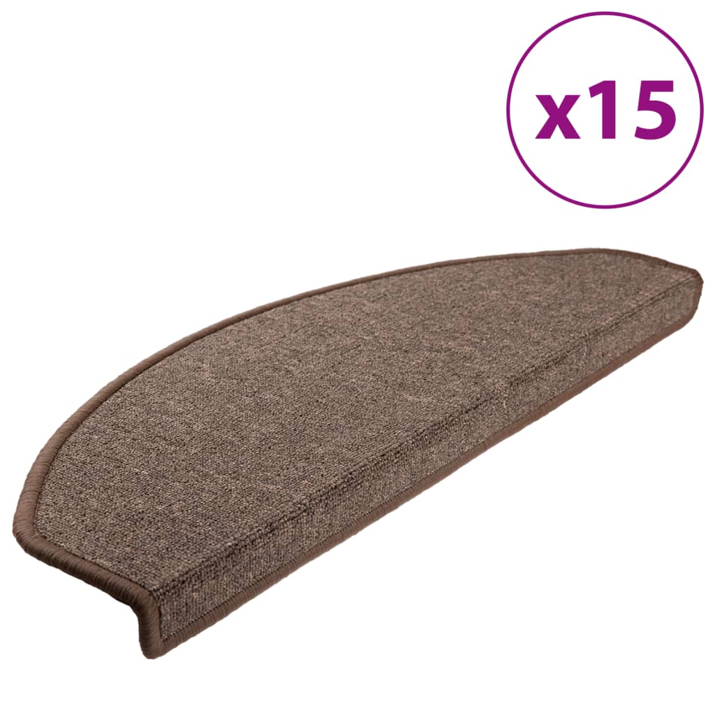 vidaXL Πατάκια Σκάλας 15 τεμ. Χρώμα Coffee Brown 65 x 24 x 4 εκ.