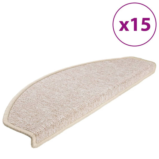 vidaXL Πατάκια Σκάλας 15 τεμ. Χρώμα Taupe 65 x 24 x 4 εκ.
