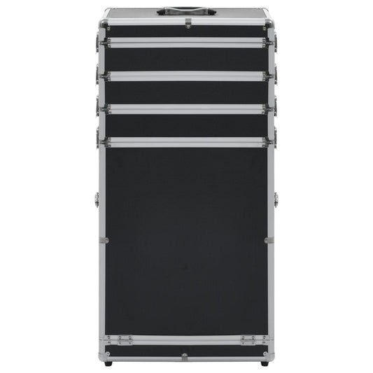 vidaXL Βαλίτσα Μακιγιάζ Τρόλεϊ Μαύρη Αλουμινίου