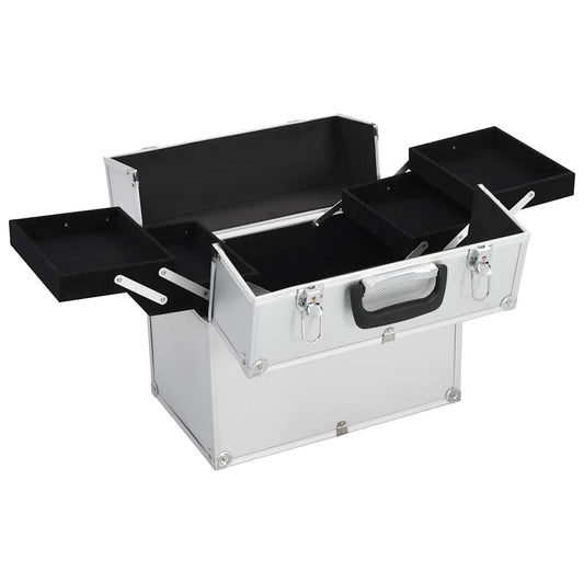 vidaXL Βαλίτσα Μακιγιάζ Ασημί 38x23x34 εκ. Αλουμινίου