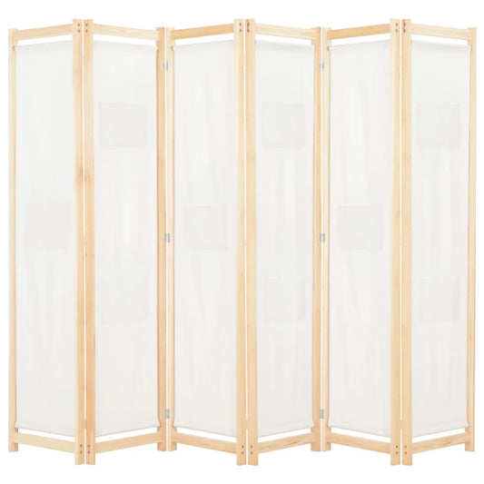 vidaXL Διαχωριστικό Δωματίου με 6 Πάνελ Κρεμ 240x170x4 εκ. Υφασμάτινο