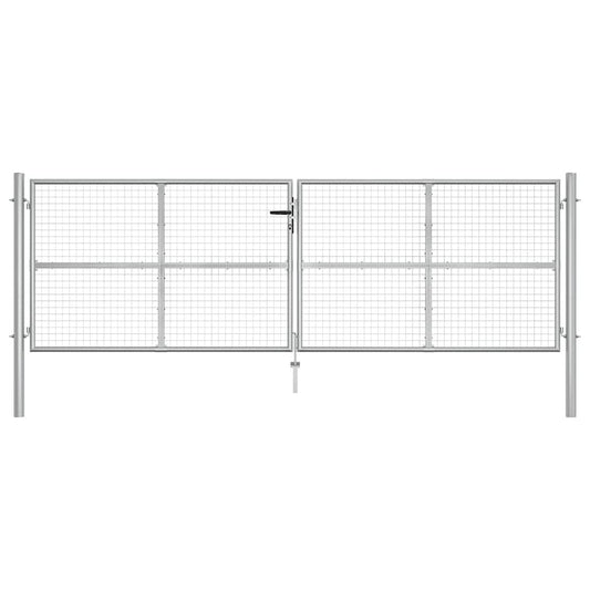vidaXL Πόρτα Κήπου Ασημί 400x125 εκ. από Γαλβανισμένο Ατσάλι