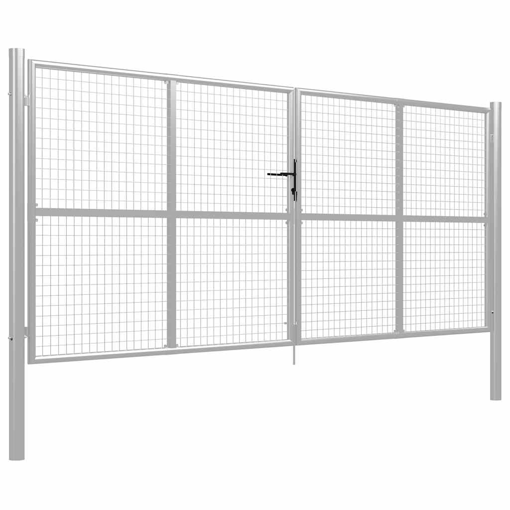 vidaXL Πόρτα Κήπου Ασημί 400x150 εκ. από Γαλβανισμένο Ατσάλι
