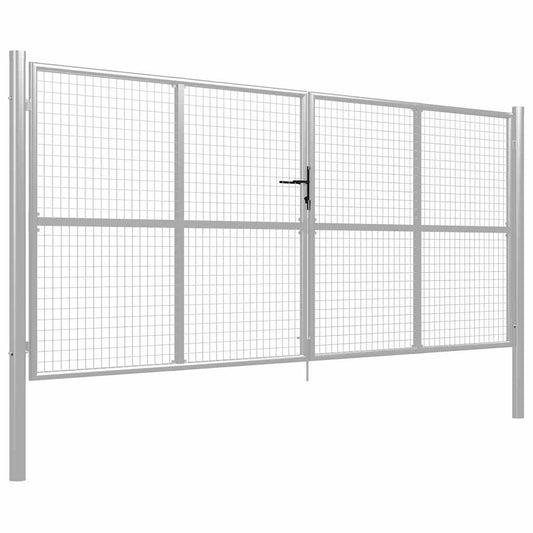 vidaXL Πόρτα Κήπου Ασημί 400x150 εκ. από Γαλβανισμένο Ατσάλι