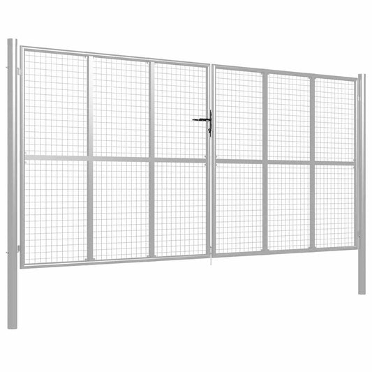 vidaXL Πόρτα Κήπου Ασημί 400x200 εκ. από Γαλβανισμένο Ατσάλι