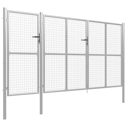 vidaXL Πόρτα Κήπου Ασημί 400x150 εκ. από Ατσάλι