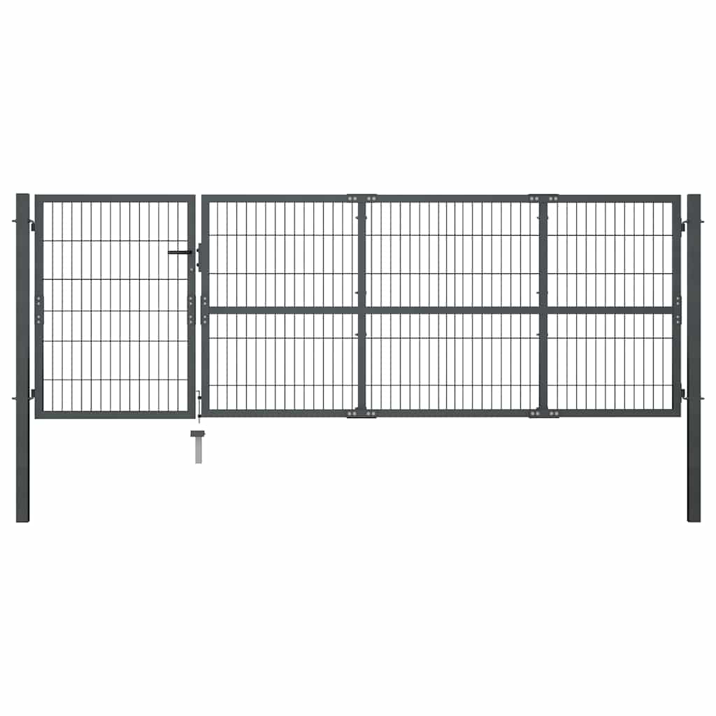 vidaXL Πόρτα Κήπου με Στύλους Ατσάλινη 350x100 εκ. Ανθρακί