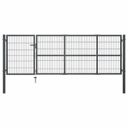 vidaXL Πόρτα Κήπου με Στύλους Ατσάλινη 350x100 εκ. Ανθρακί