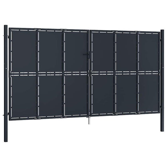 vidaXL Πόρτα Κήπου Ανθρακί 400x175 εκ. από Ατσάλι