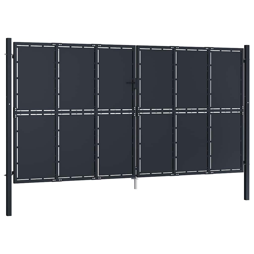vidaXL Πόρτα Κήπου Ανθρακί 400x200 εκ. από Ατσάλι