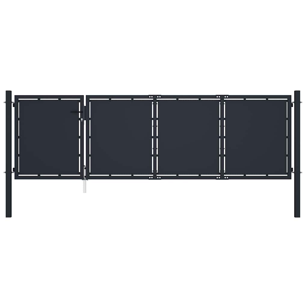 vidaXL Πόρτα Κήπου Ατσάλινη 350x100 εκ. Ανθρακί