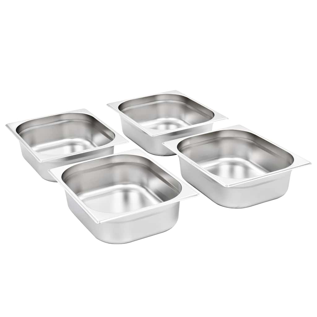 vidaXL Λεκάνες Gastronorm 4 τεμ. GN 1/2 100 χιλ. από Ανοξείδωτο Ατσάλι
