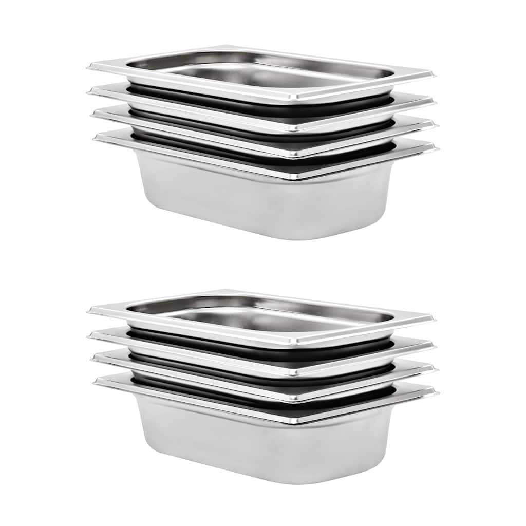 vidaXL Λεκάνες Gastronorm 8 τεμ. GN 1/4 65 χιλ. από Ανοξείδωτο Ατσάλι