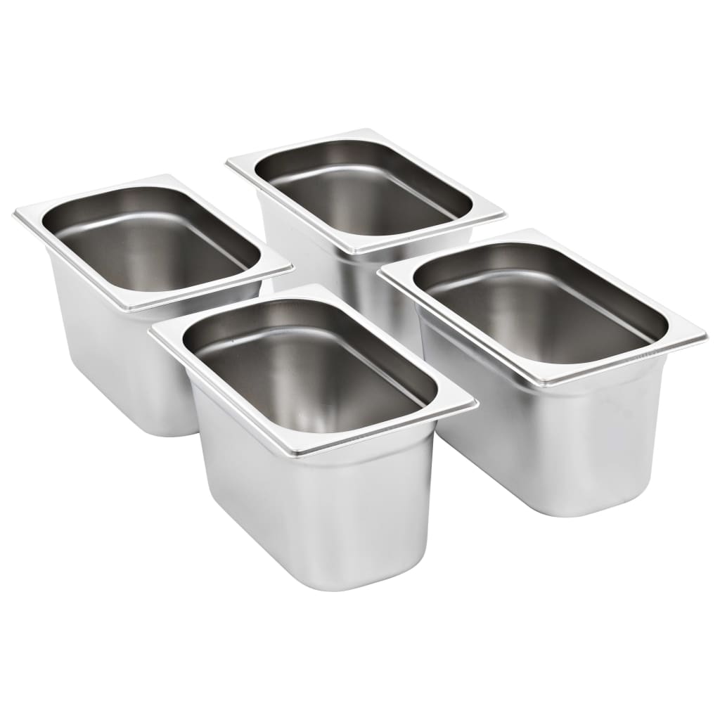 vidaXL Λεκάνες Gastronorm 4 τεμ. GN 1/4 150 χιλ. από Ανοξείδωτο Ατσάλι