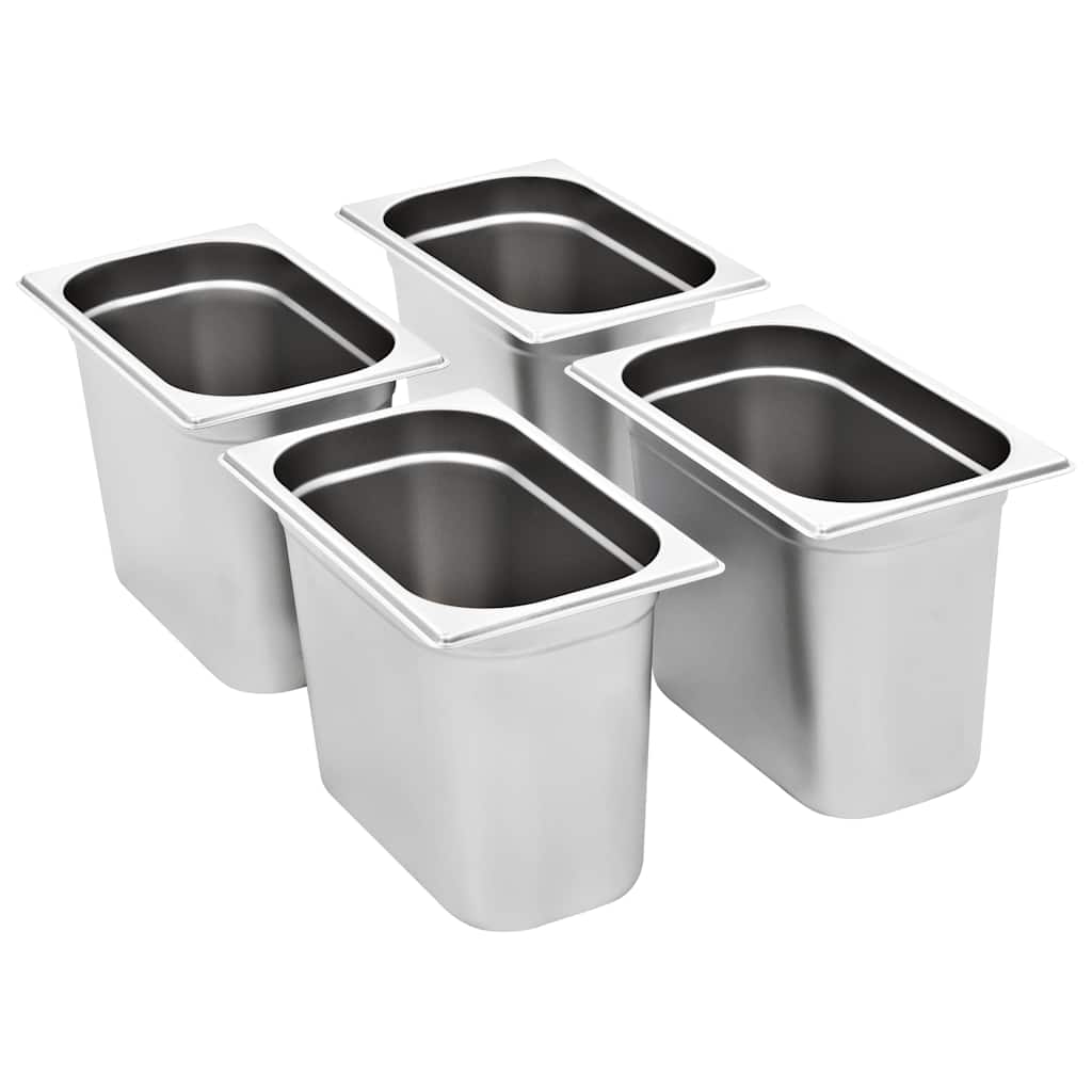 vidaXL Λεκάνες Gastronorm 4 τεμ. GN 1/4 200 χιλ. από Ανοξείδωτο Ατσάλι