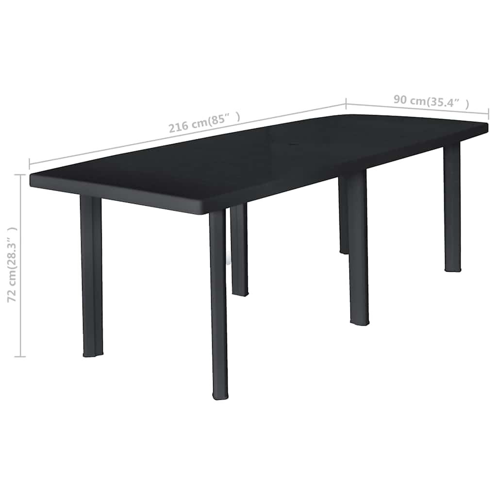 vidaXL Τραπέζι Κήπου Ανθρακί 216 x 90 x 72 εκ. Πλαστικό