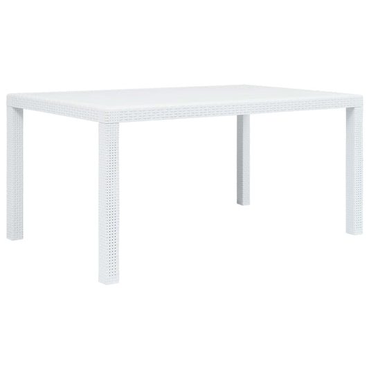 vidaXL Τραπέζι Κήπου Λευκό με Εμφάνιση Ρατάν 150x90x72 εκ. Πλαστικό