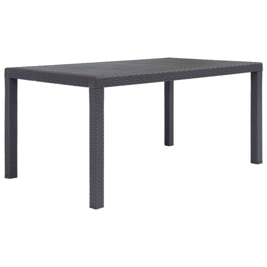 vidaXL Τραπέζι Κήπου Καφέ με Εμφάνιση Ρατάν 150x90x72 εκ. Πλαστικό