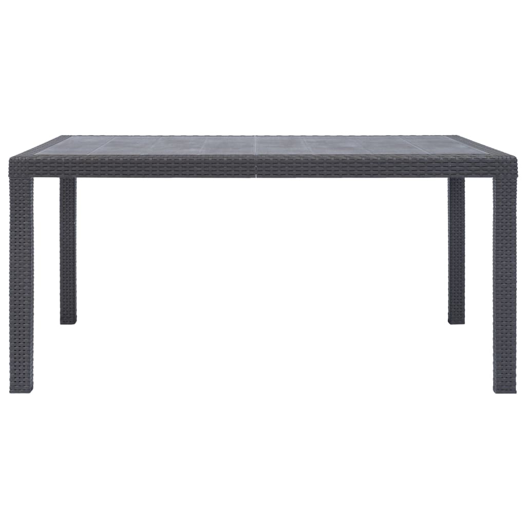 vidaXL Τραπέζι Κήπου Καφέ με Εμφάνιση Ρατάν 150x90x72 εκ. Πλαστικό