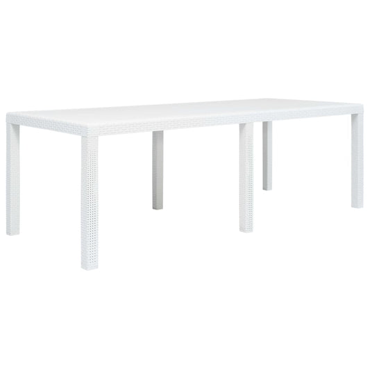 vidaXL Τραπέζι Κήπου Λευκό με Εμφάνιση Ρατάν 220x90x72 εκ. Πλαστικό