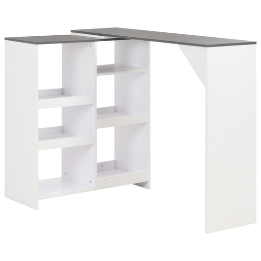 vidaXL Τραπέζι Μπαρ με Κινητή Ραφιέρα Λευκό 138 x 39 x 110 εκ.