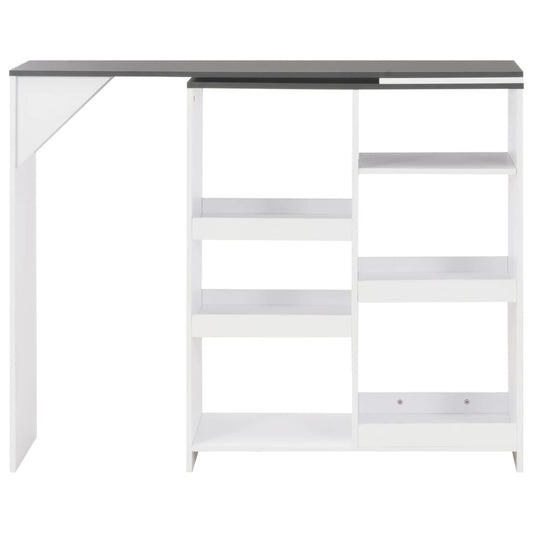 vidaXL Τραπέζι Μπαρ με Κινητή Ραφιέρα Λευκό 138 x 39 x 110 εκ.