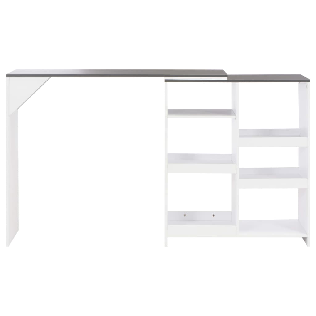 vidaXL Τραπέζι Μπαρ με Κινητή Ραφιέρα Λευκό 138 x 39 x 110 εκ.