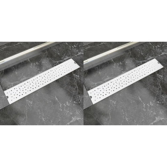 vidaXL Σιφόνια Ντουζιέρας Γραμμμικά 2 τεμ. 630x140 χιλ Ανοξείδ. Ατσάλι