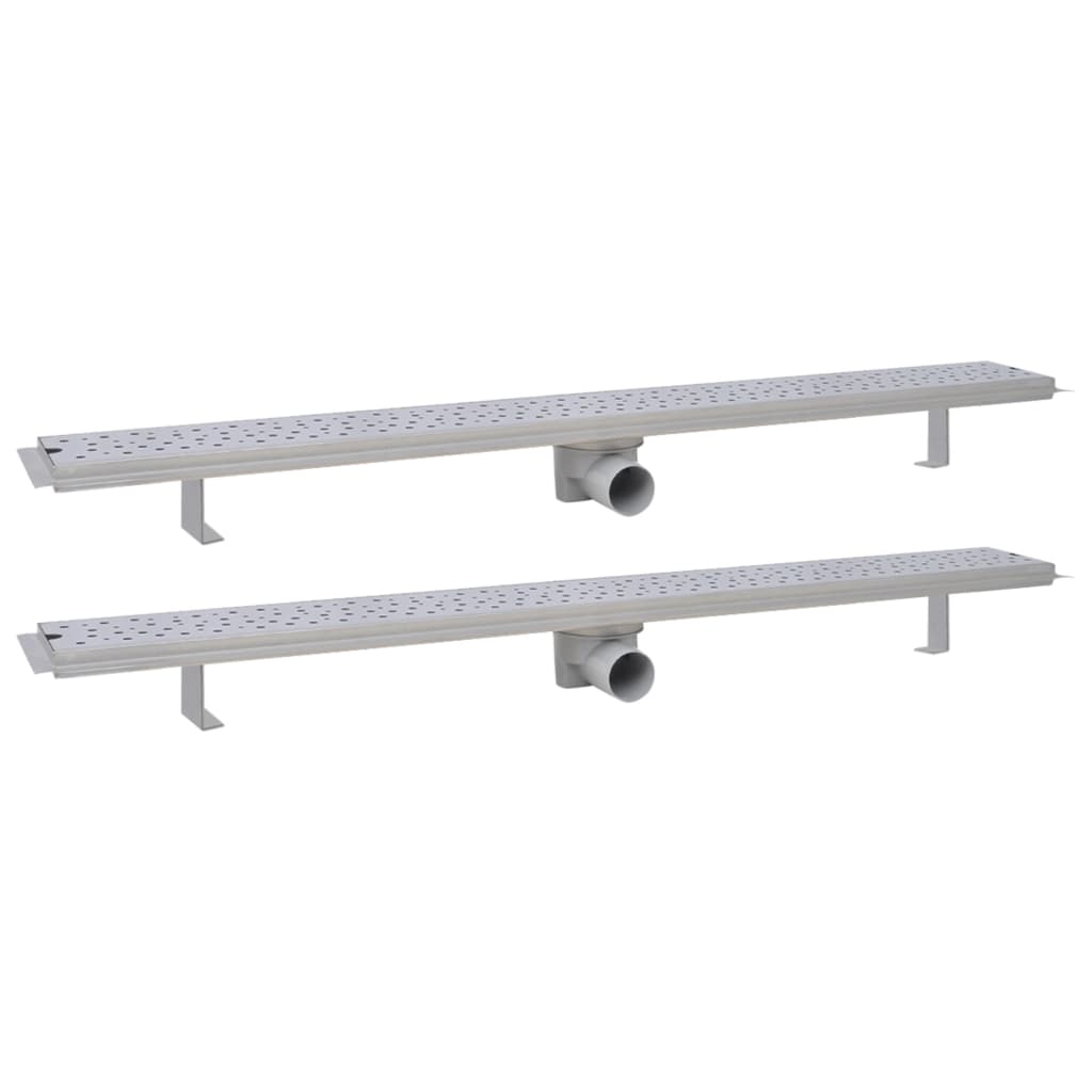 vidaXL Σιφόνια Ντουζιέρας Γραμμικά 2 τεμ. 1030x140 χιλ. Ανοξ. Ατσάλι