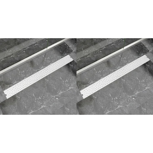 vidaXL Σιφόνια Ντουζιέρας Γραμμικά 2 τεμ. 1030x140 χιλ. Ανοξ. Ατσάλι