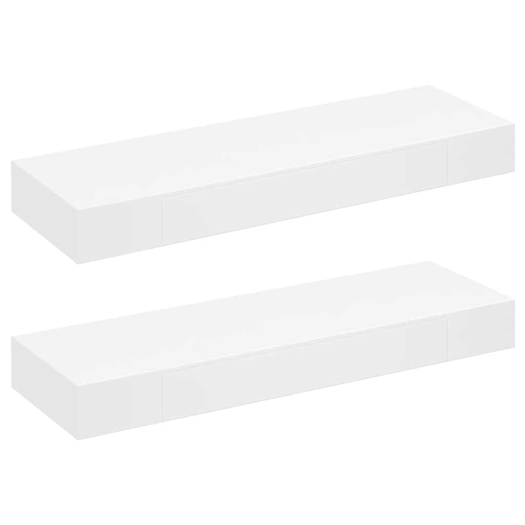 vidaXL Ράφια Τοίχου με Συρτάρια 2 τεμ. Λευκά 80 εκ.