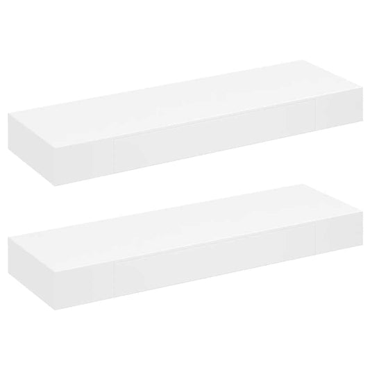 vidaXL Ράφια Τοίχου με Συρτάρια 2 τεμ. Λευκά 80 εκ.