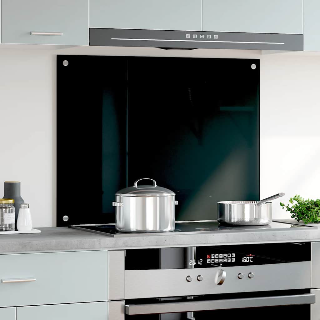 vidaXL Πλάτη Κουζίνας Μαύρη 80 x 60 εκ. από Ψημένο Γυαλί