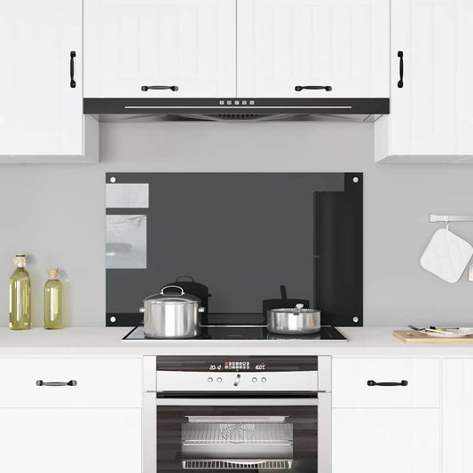 vidaXL Πλάτη Κουζίνας Μαύρη 100 x 60 εκ. από Ψημένο Γυαλί