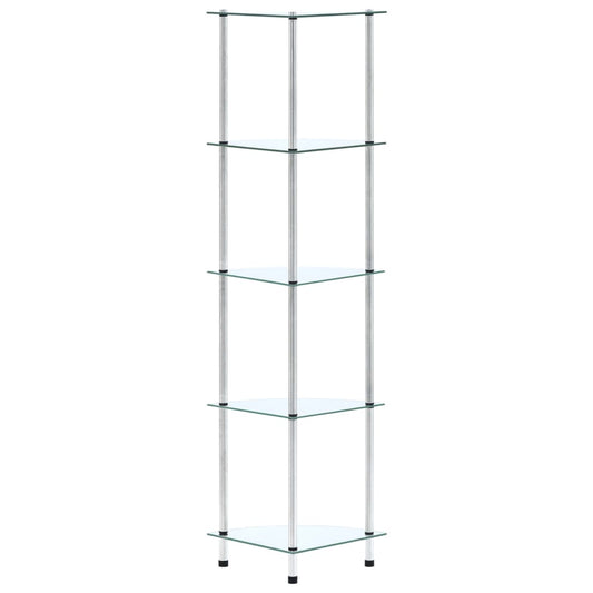 vidaXL Ράφι Διαφανές 5 Επιπέδων 30 x 30 x 130 εκ. από Ψημένο Γυαλί