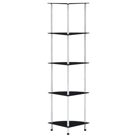 vidaXL Ράφι Διαφανές 5 Επιπέδων Μαύρο 30 x 30 x 130 εκ. Ψημένο Γυαλί