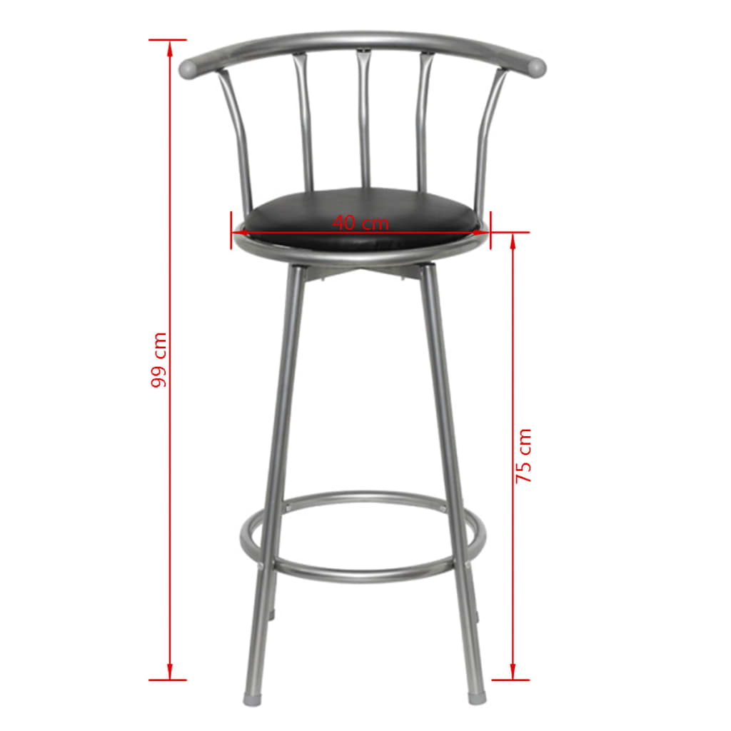 vidaXL Σκαμπό Μπαρ 2 τεμ. Μαύρα από Συνθετικό Δέρμα