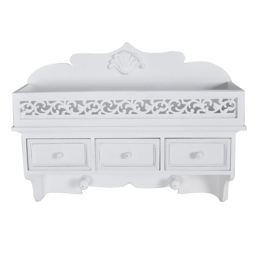 Ράφι τοίχου/Κρεμάστρα με 3 Συρτάρια + 2 Κρεμαστάρια