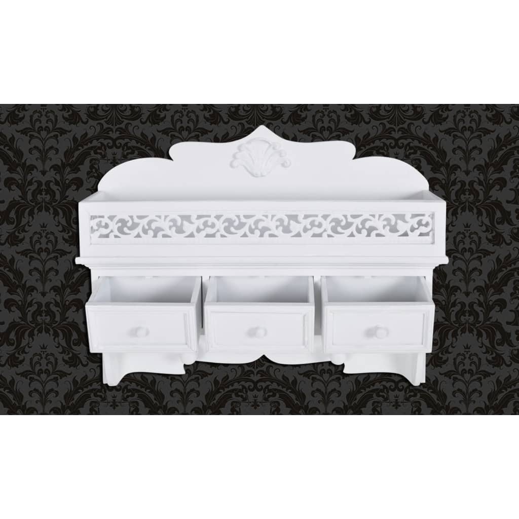 Ράφι τοίχου/Κρεμάστρα με 3 Συρτάρια + 2 Κρεμαστάρια